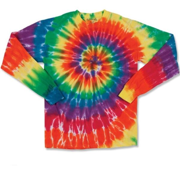 Multi-Color Spiral Tie-Dyed Long Sleeve T-Shirt Thumbnail